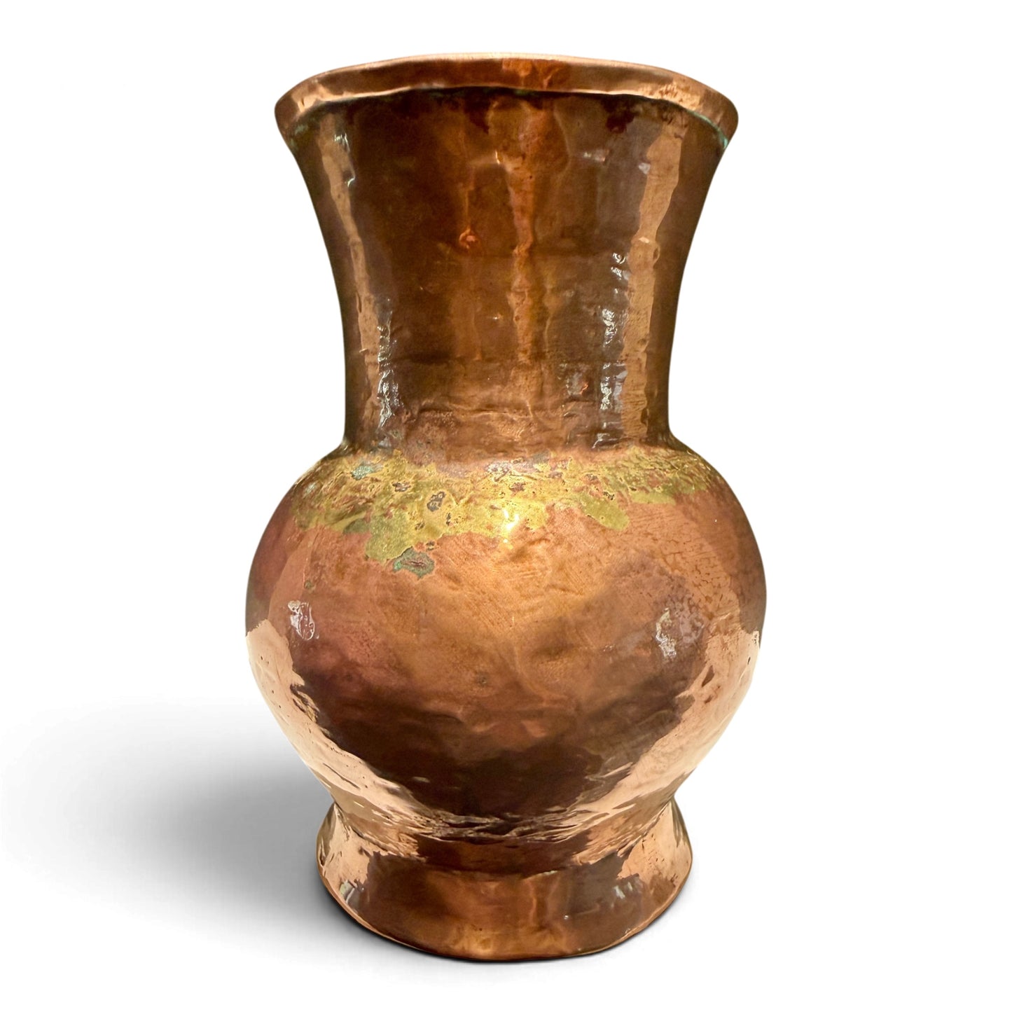 Antique Hand-Hammered Copper Pitcher with Sculptural Brass Bird Handle