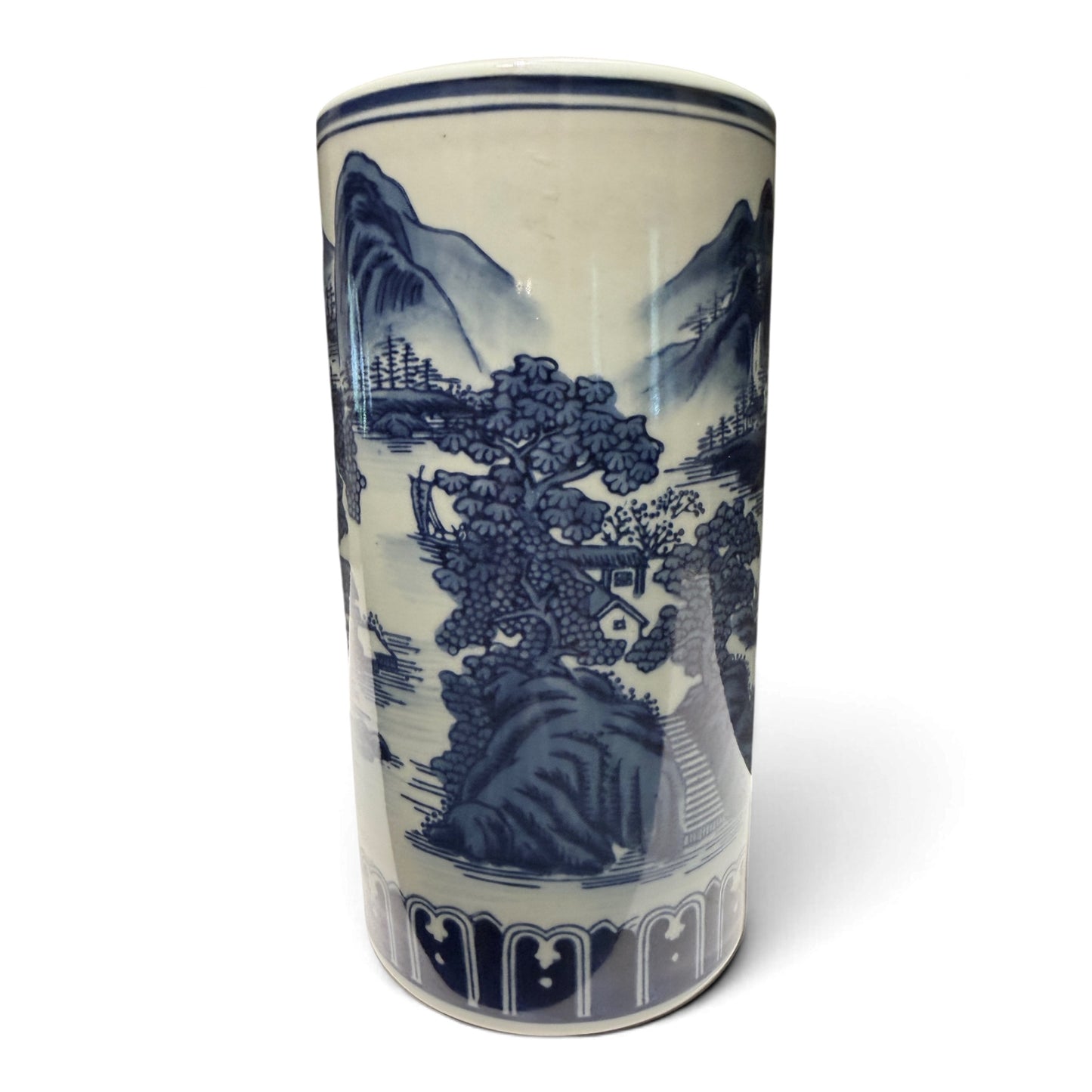 Vintage Porcelain Chinoiserie Brush Pot
