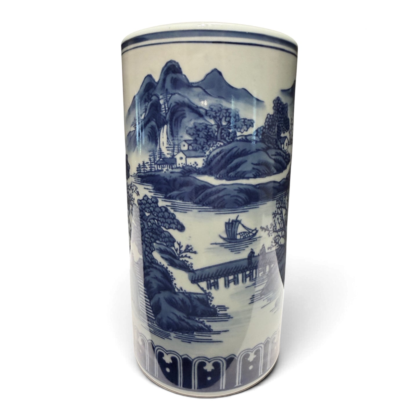 Vintage Porcelain Chinoiserie Brush Pot