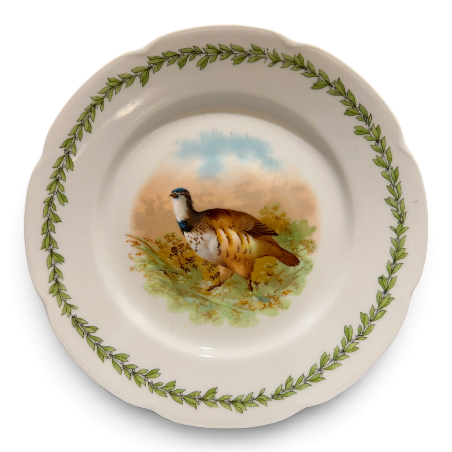 Antique Austrian Game Bird Porcelain Plates, Pair