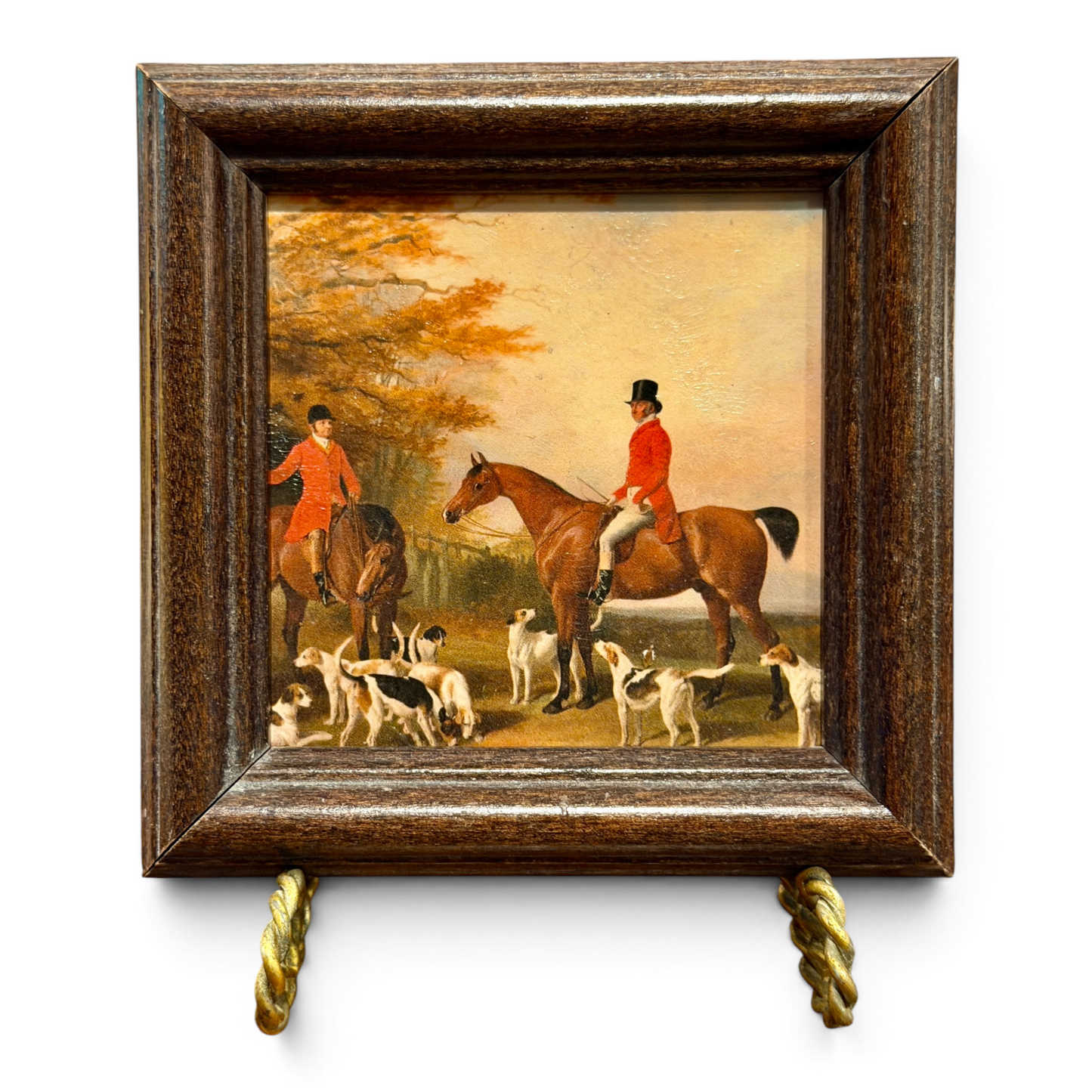 Vintage English Fox Hunt Sporting Scene — Textured Giclée in Original Wood Frame