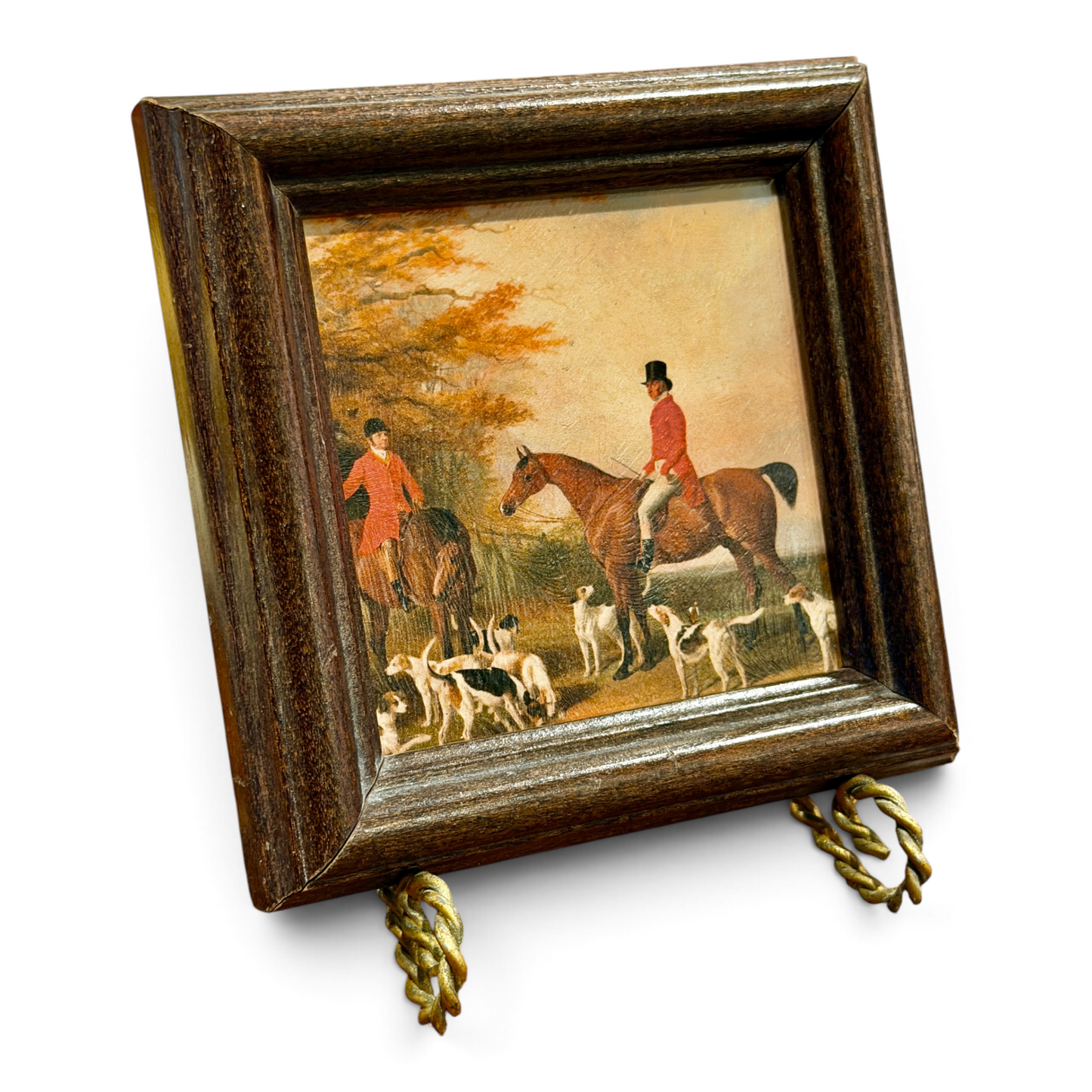 Vintage English Fox Hunt Sporting Scene — Textured Giclée in Original Wood Frame