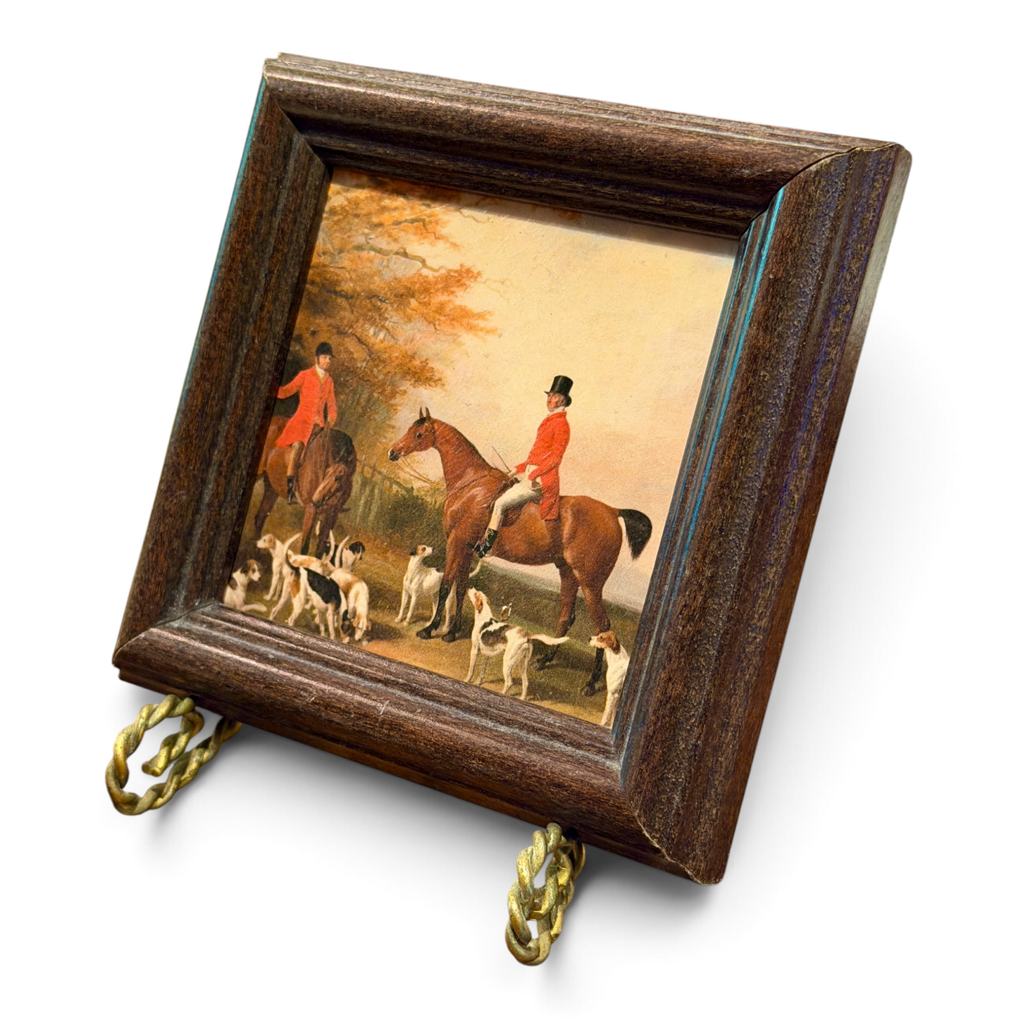 Vintage English Fox Hunt Sporting Scene — Textured Giclée in Original Wood Frame