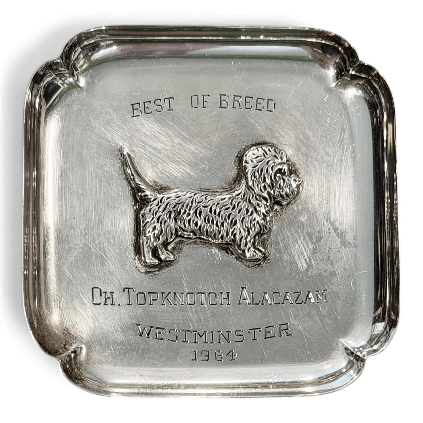 Vintage 1964 Westminster Kennel Club Sterling Silver Best of Breed Dandie Dinmont Terrier Dish