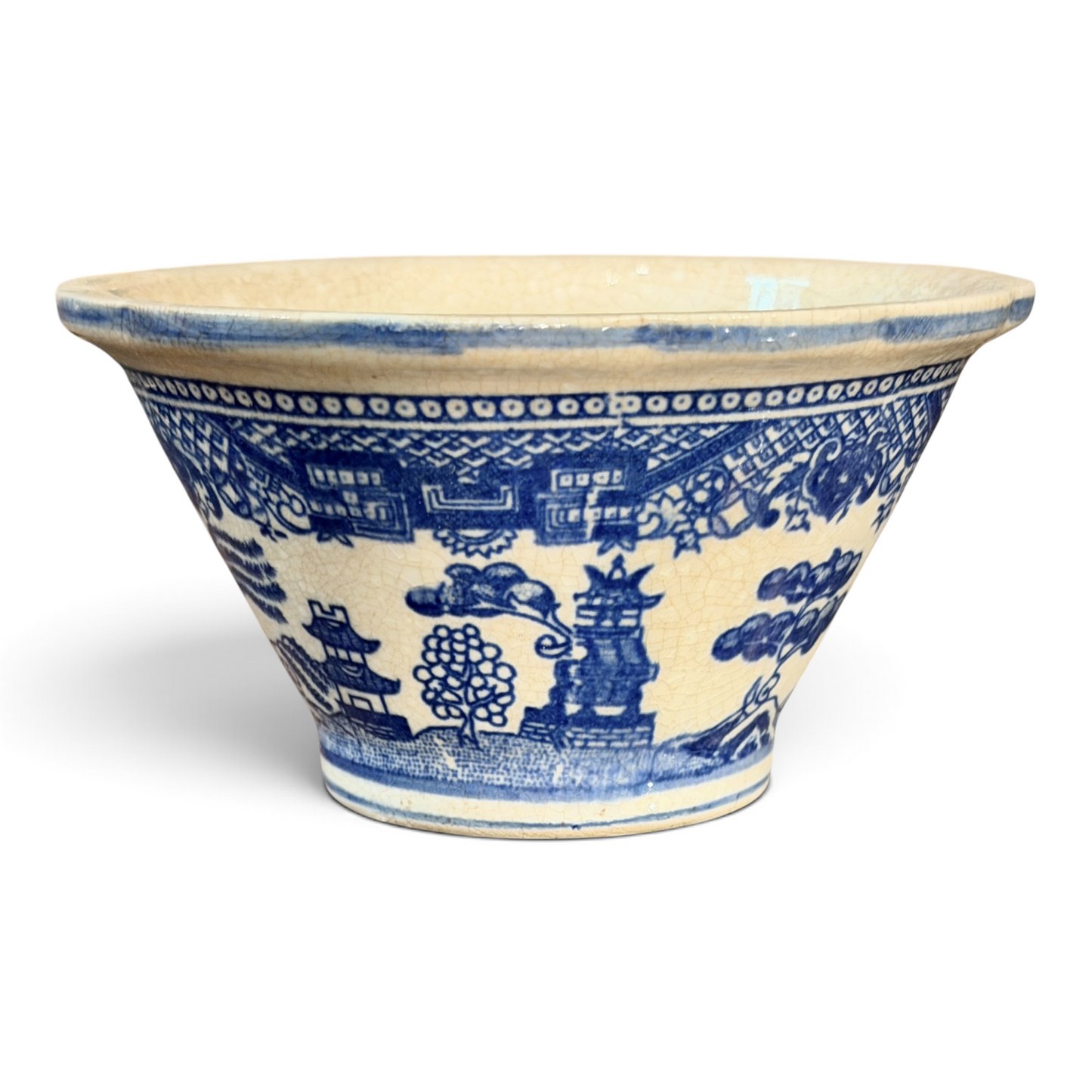 Antique Blue Willow Chinoiserie Ironstone Cocktail & Condiment Bowls, Set of 4