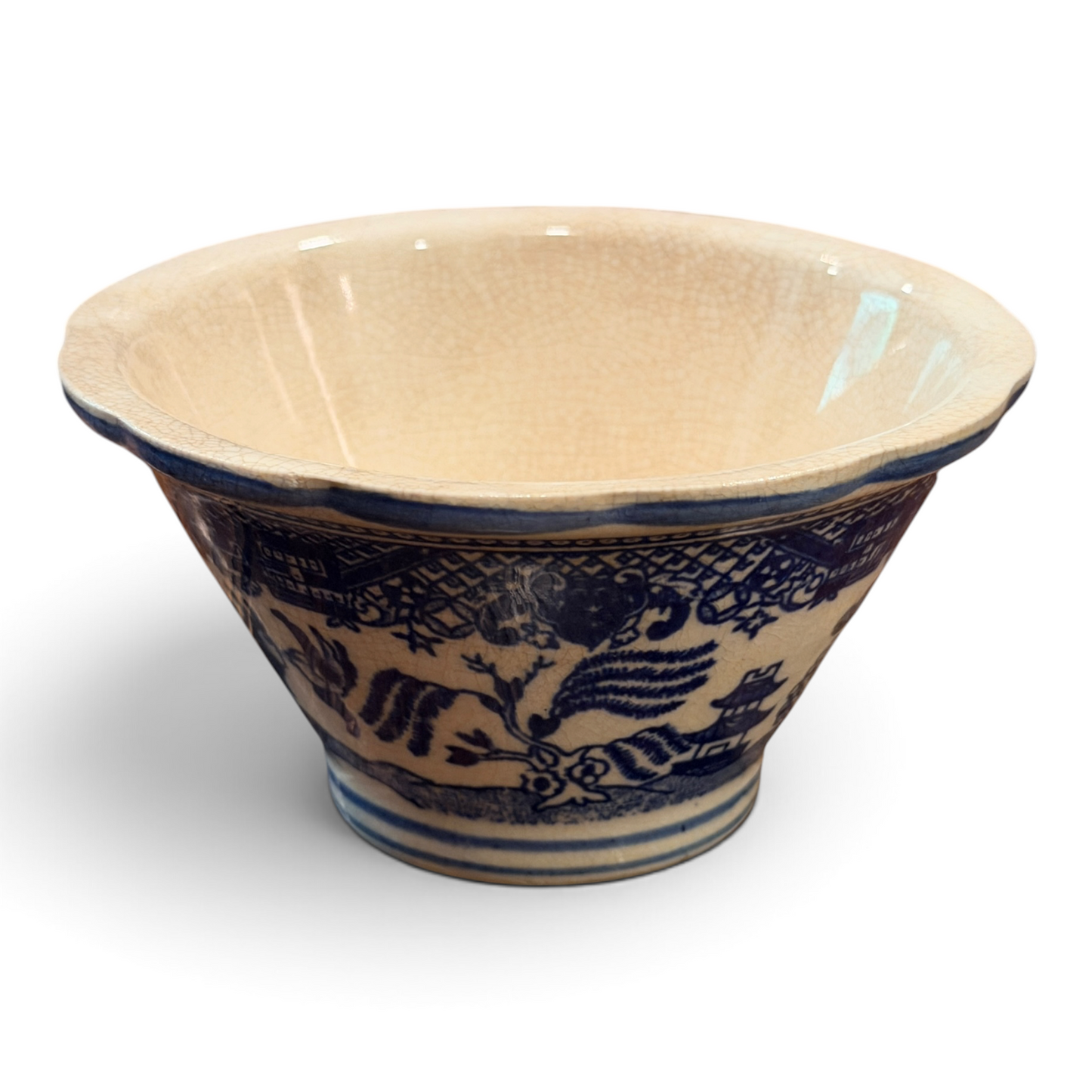 Antique Blue Willow Chinoiserie Ironstone Cocktail & Condiment Bowls, Set of 4