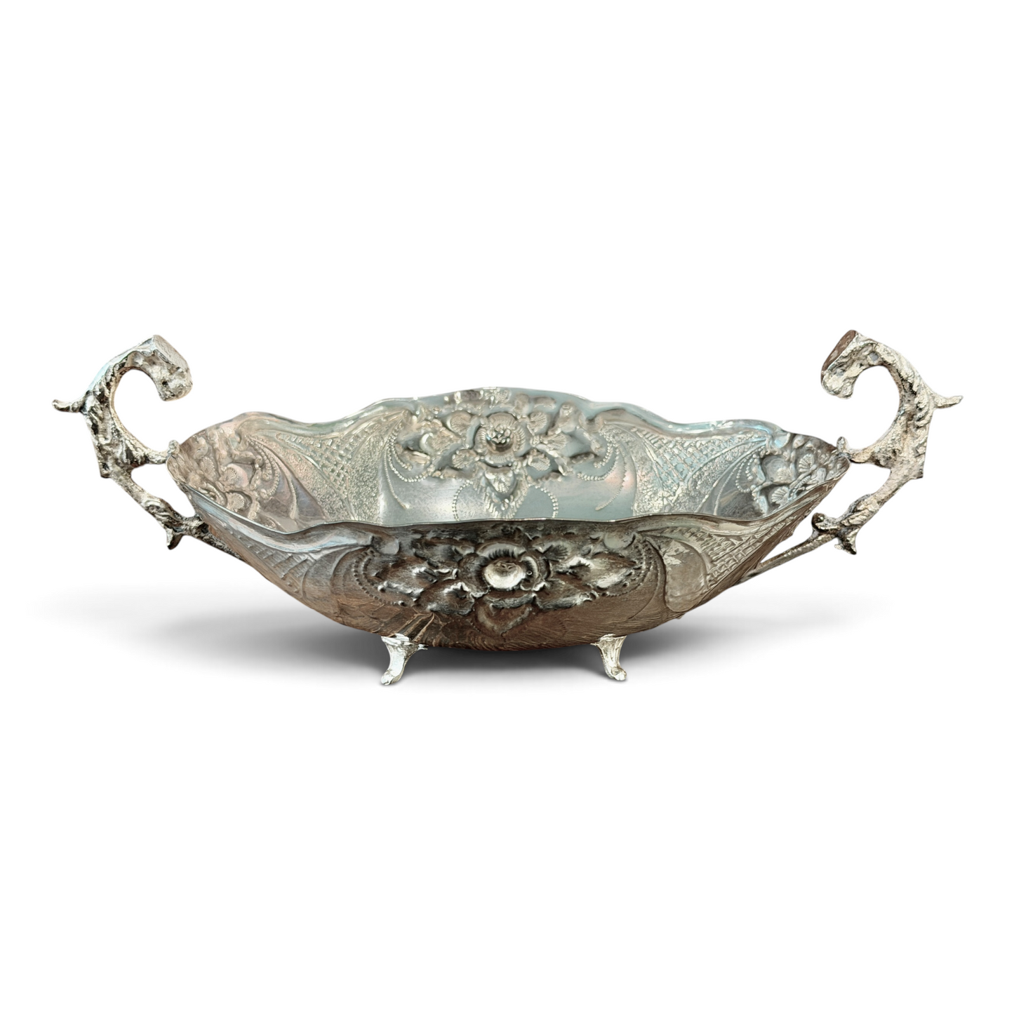 Antique Silverplate Gryphon Handle Centerpiece Bowl | Victorian Renaissance Revival