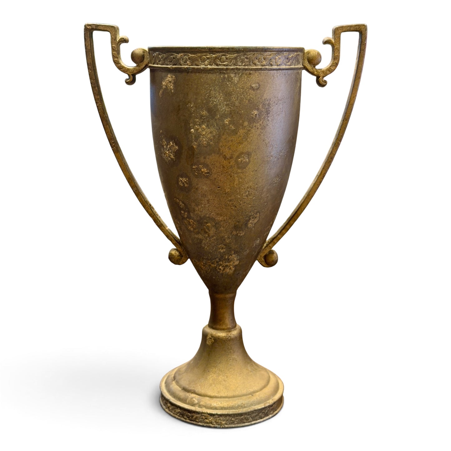Antique Patinated Metal Loving Cup Equestrian Trophy