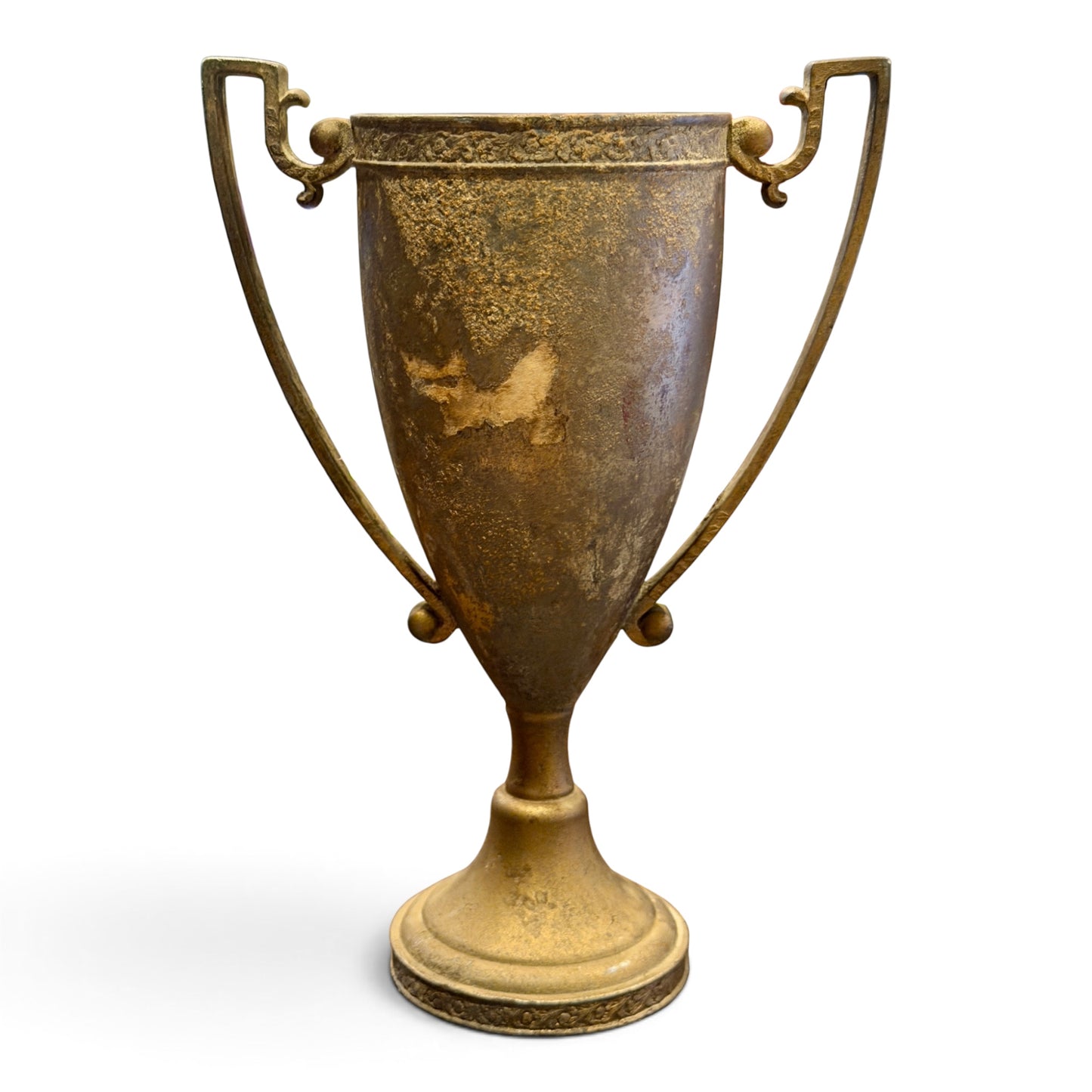 Antique Patinated Metal Loving Cup Equestrian Trophy