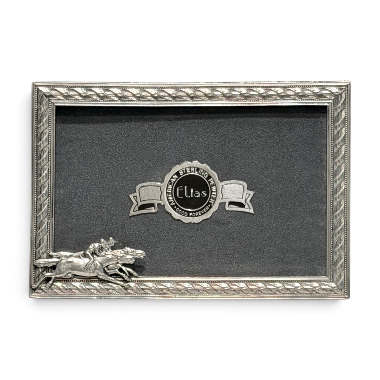 Vintage Elias Sterling Pewter Horse Racing Frame