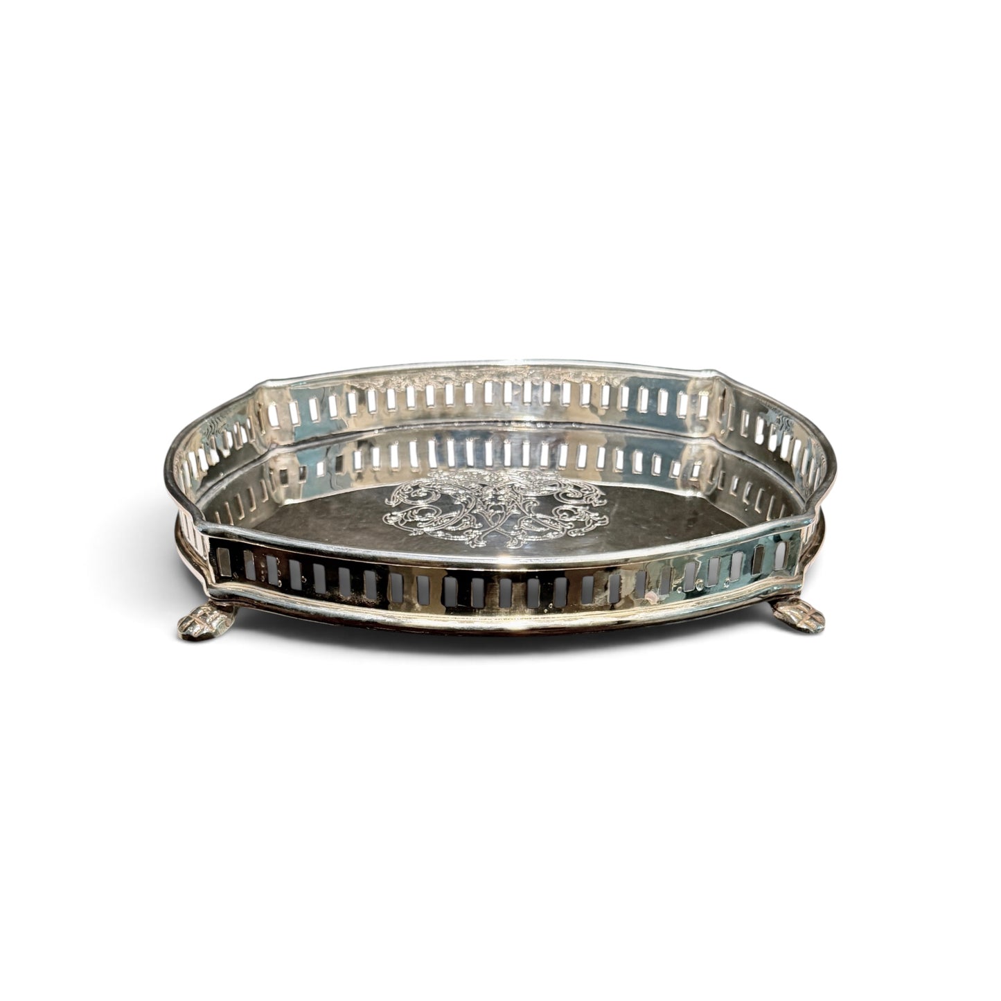 Vintage Silver Vanity Gallery Tray