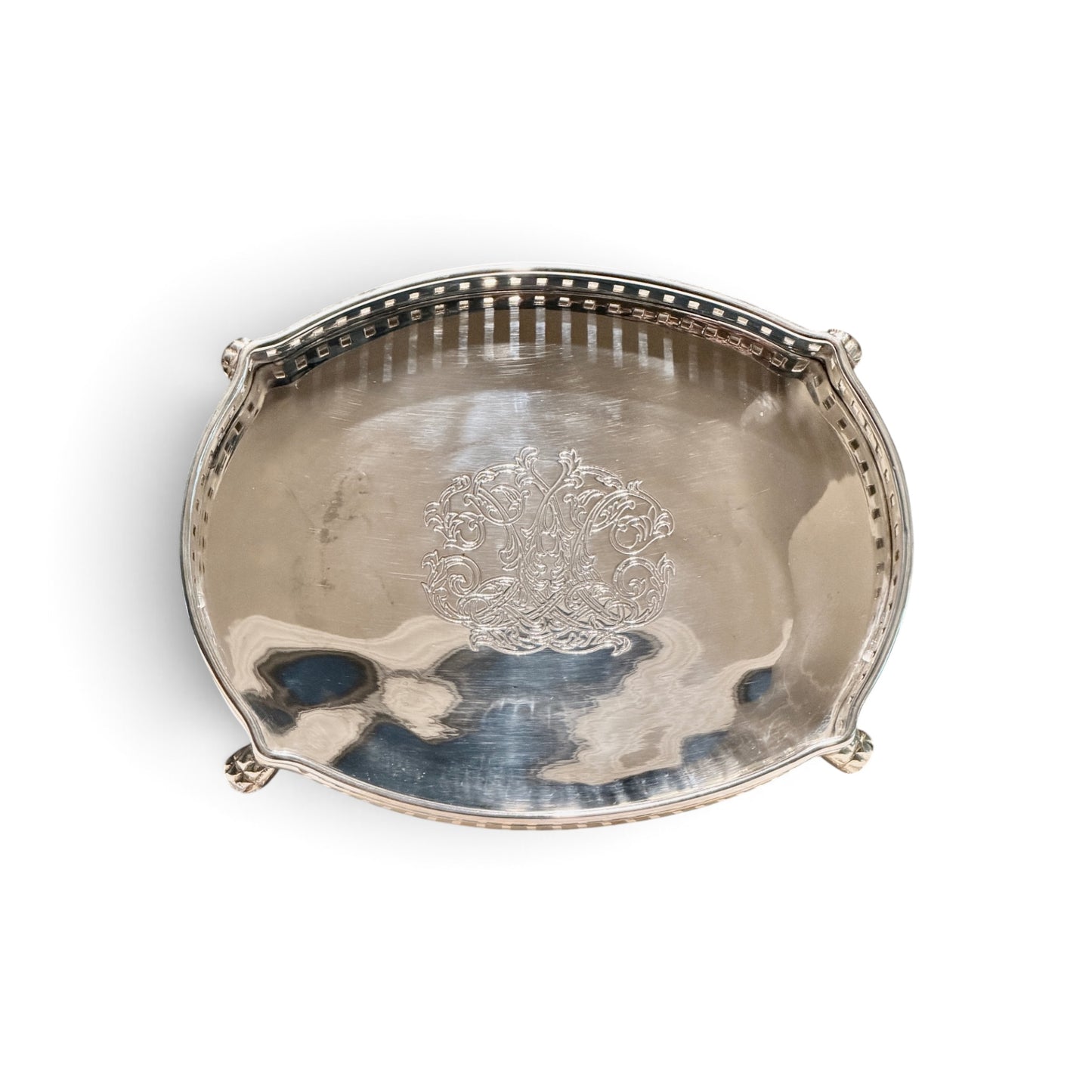 Vintage Silver Vanity Gallery Tray