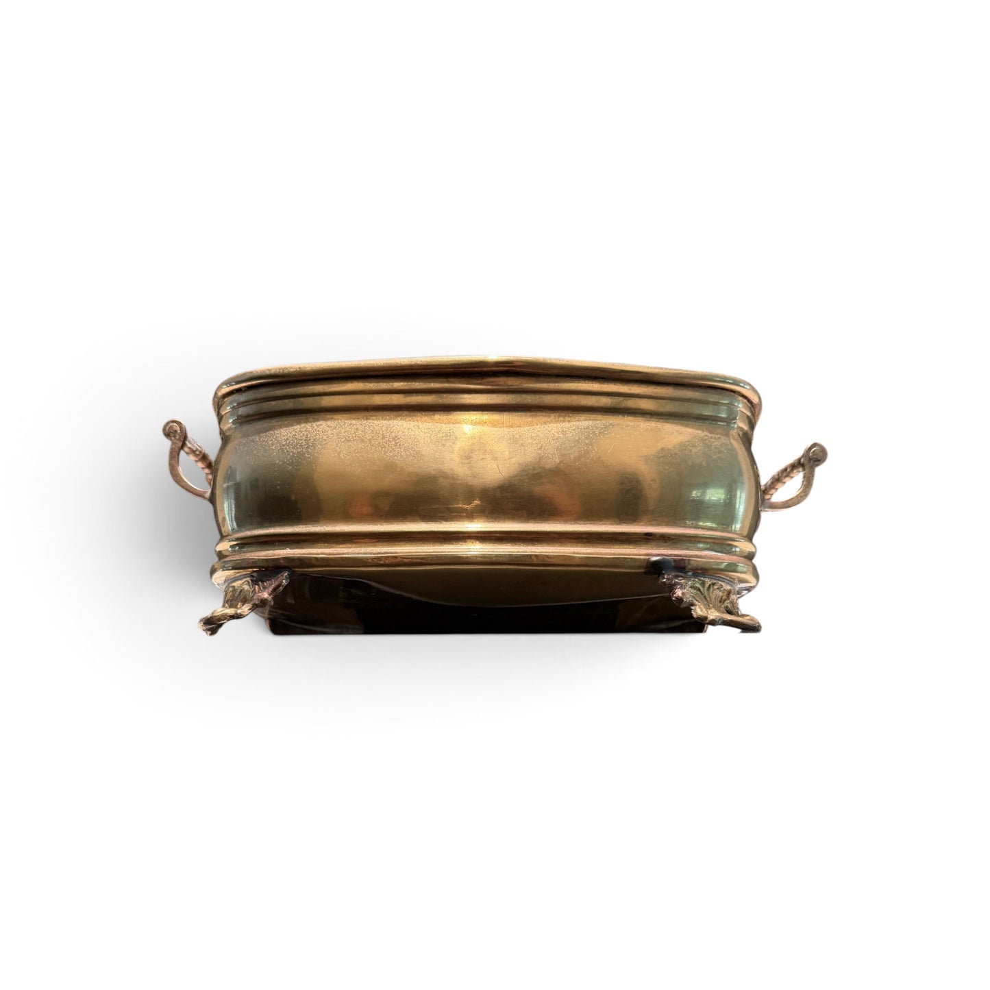 Vintage Footed Brass Cachepot with Handles