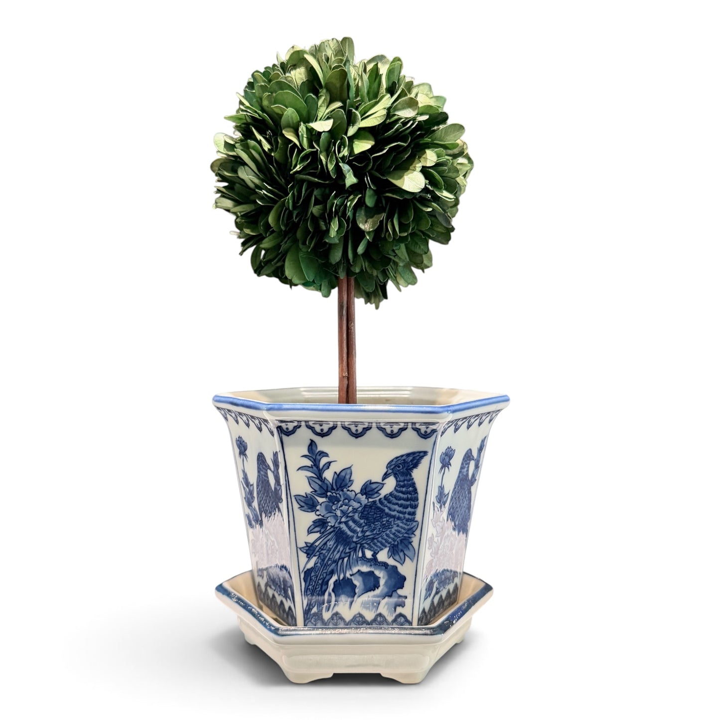 Antique Chinoiserie Cachepot Planter & Tray