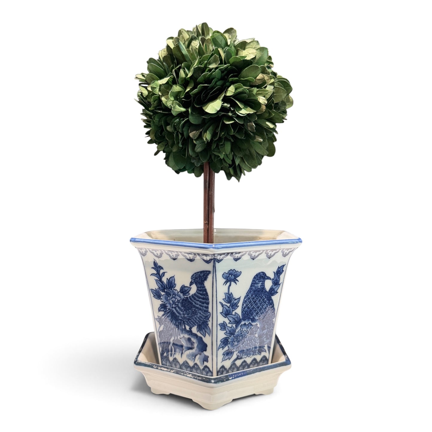 Antique Chinoiserie Cachepot Planter & Tray