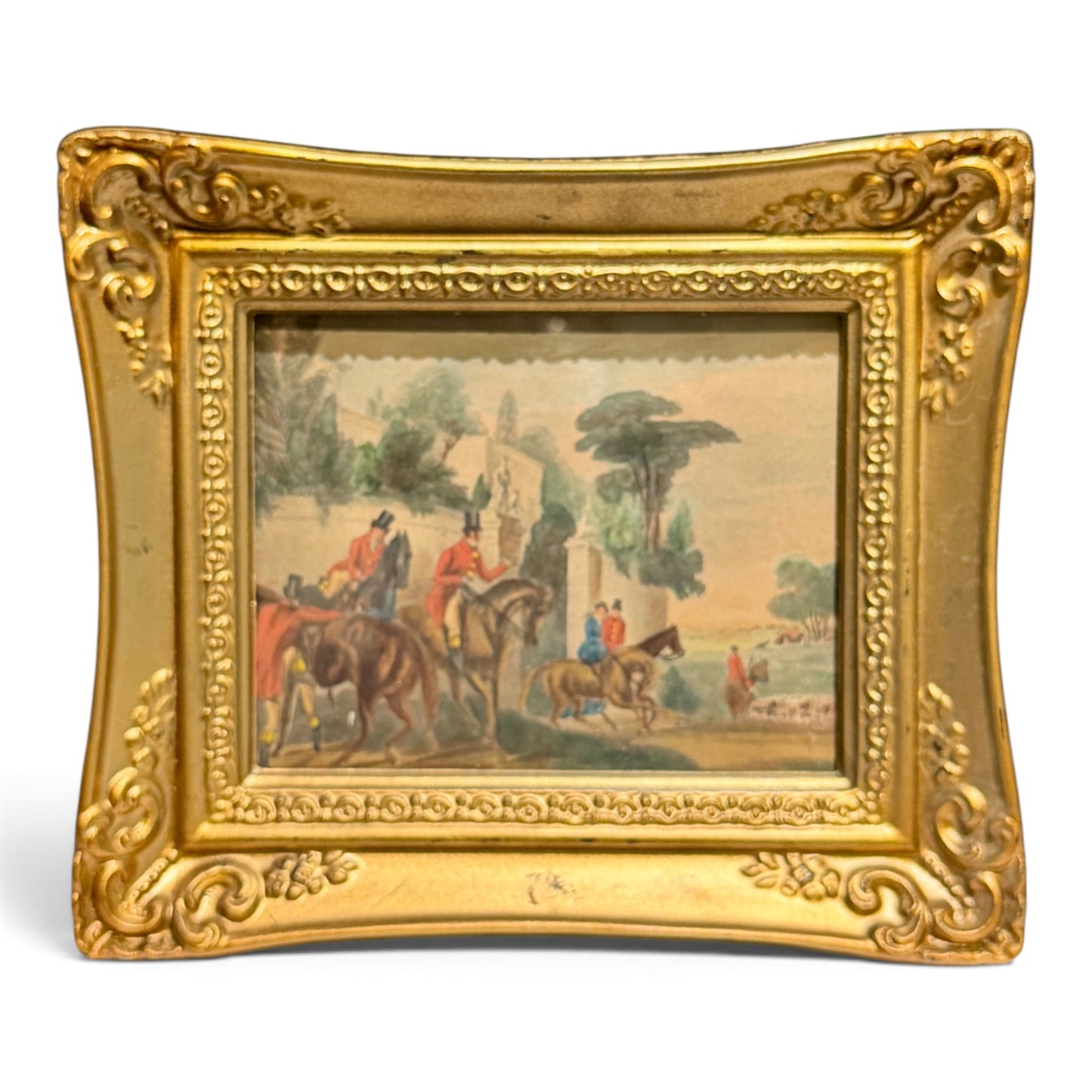 Set of Three Antique Fox Hunting Lithographs in Original Gilt Sirocco Frames