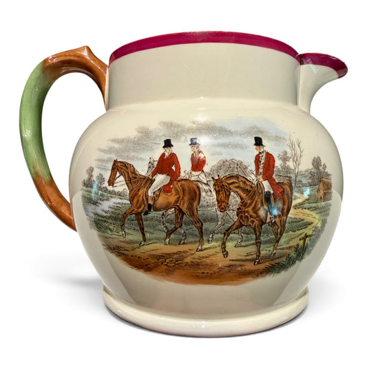 Copeland Spode England Hunt Scene Pitcher – “Leaping the Brook” & “The Meet”