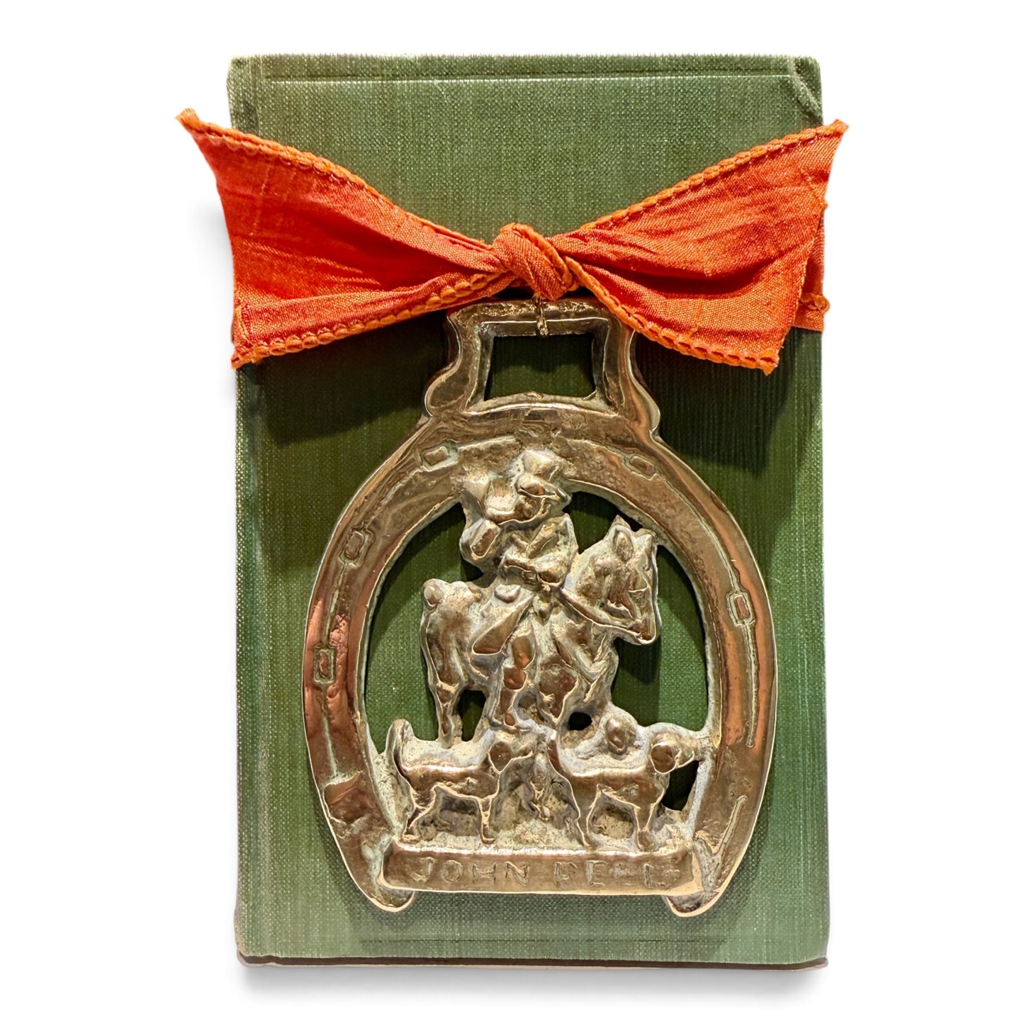 c.1929 Equestrian Book Vignette with Vintage John Peel English Horse Brass & Detective Books