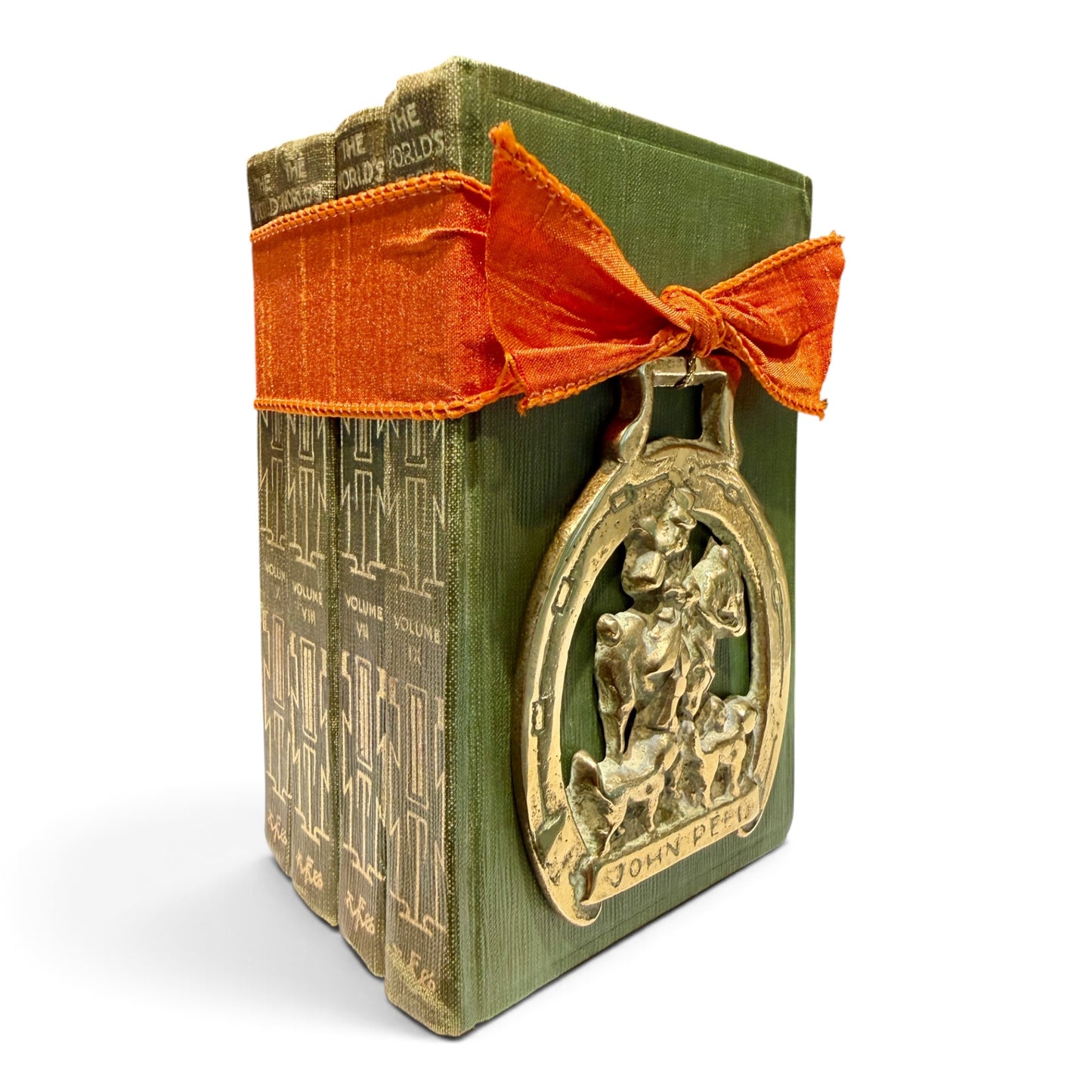 c.1929 Equestrian Book Vignette with Vintage John Peel English Horse Brass & Detective Books