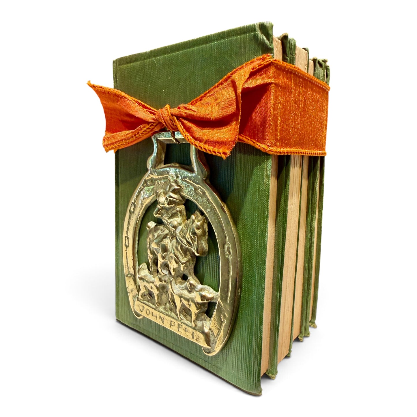 c.1929 Equestrian Book Vignette with Vintage John Peel English Horse Brass & Detective Books