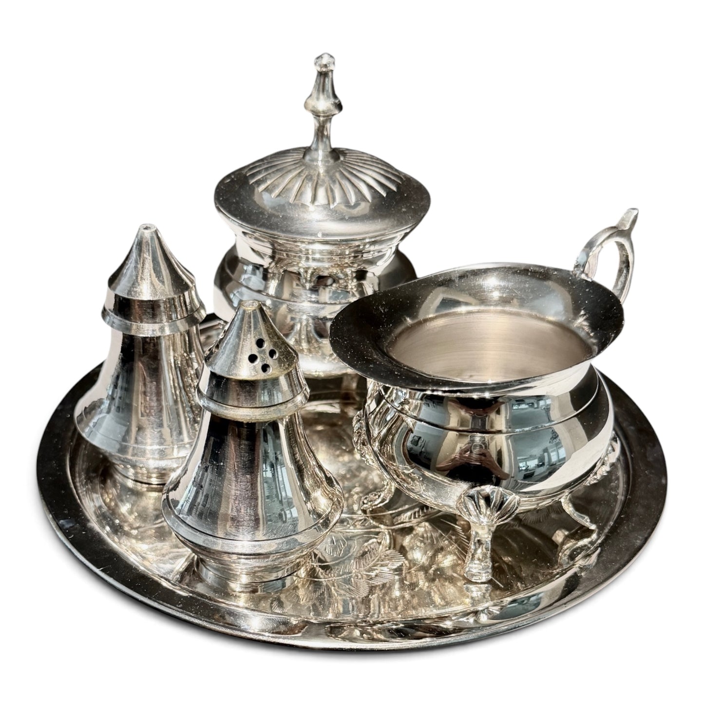 Vintage Silverplate Coffee Service Set with Sugar, Creamer & Shakers