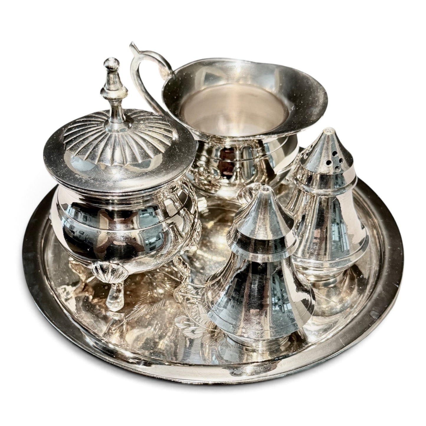 Vintage Silverplate Coffee Service Set with Sugar, Creamer & Shakers