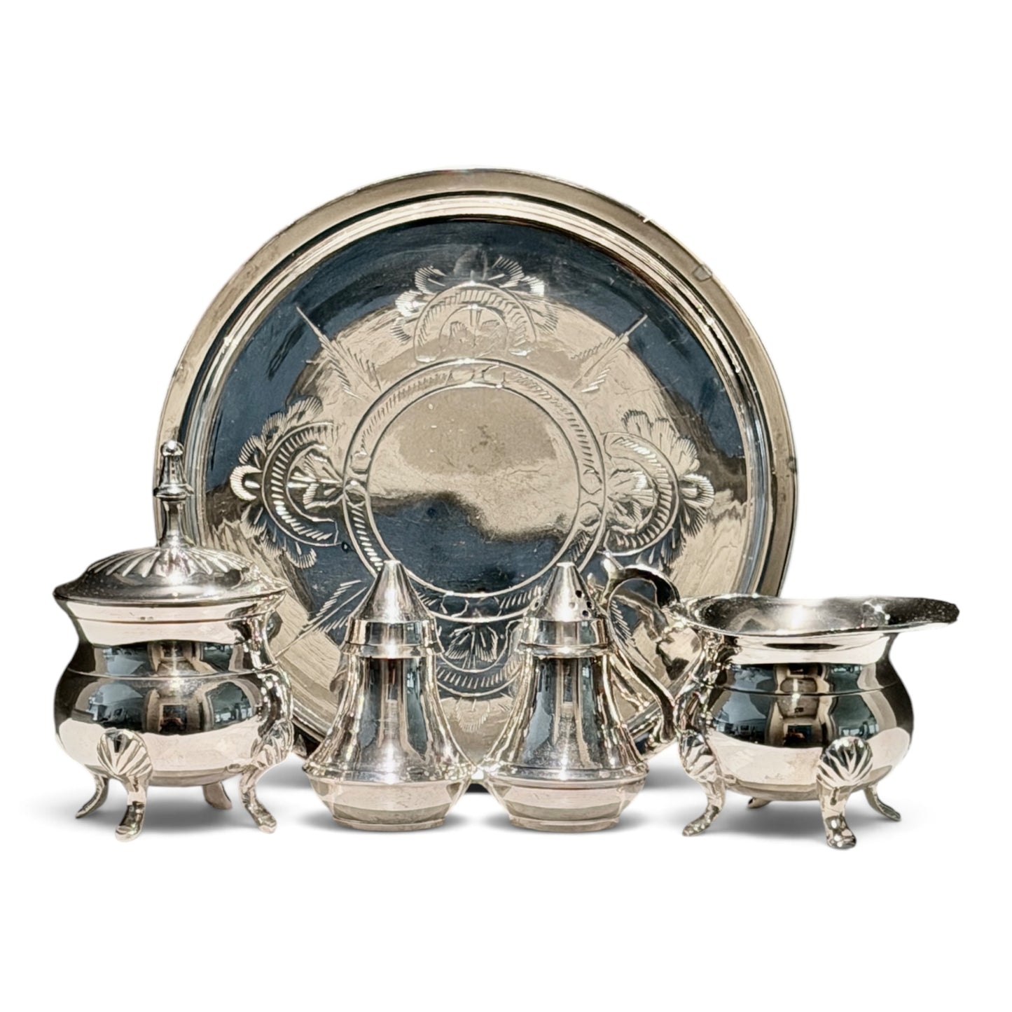 Vintage Silverplate Coffee Service Set with Sugar, Creamer & Shakers
