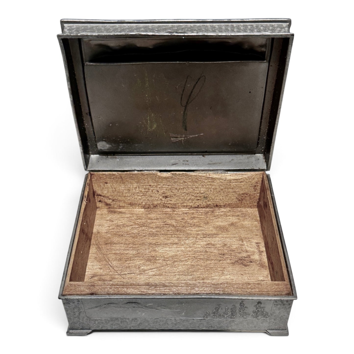 Vintage Silver-Tone Fox Hunt Trinket Box, c. 1950s