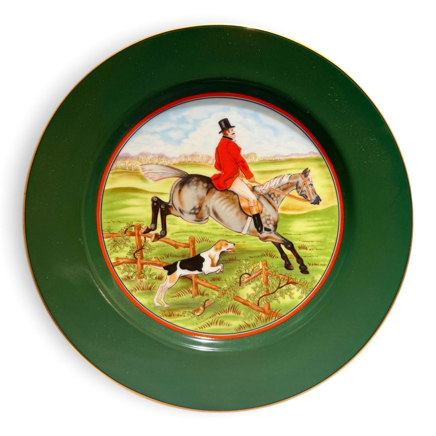 Vintage Fitz & Floyd Tally Ho Fox Hunt Plates – Set of 3