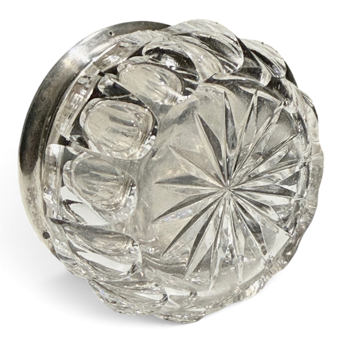 Pair of Estate Crystal & Sterling Silver Monogrammed Vanity Jars