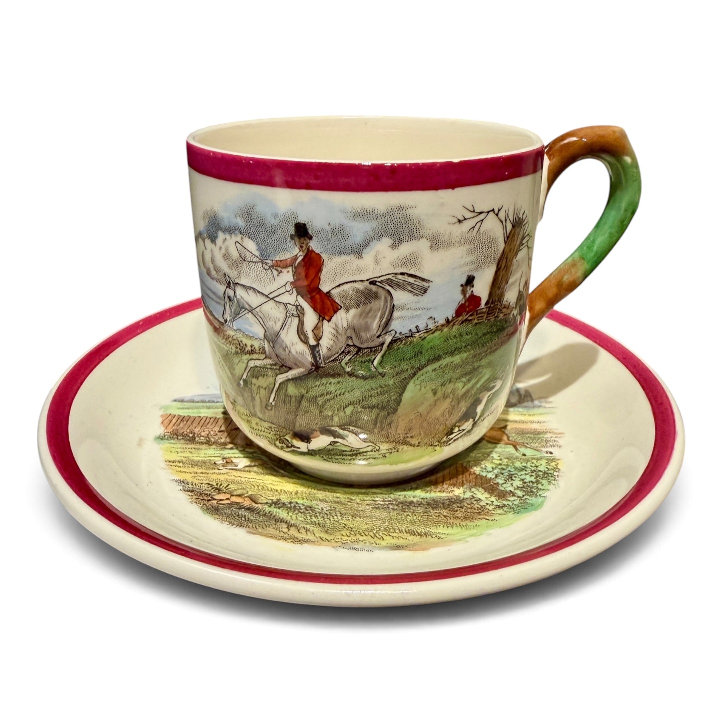 Antique Copeland Spode Herring’s Hunt “The First Over” Fox Hunt Cup & Saucer