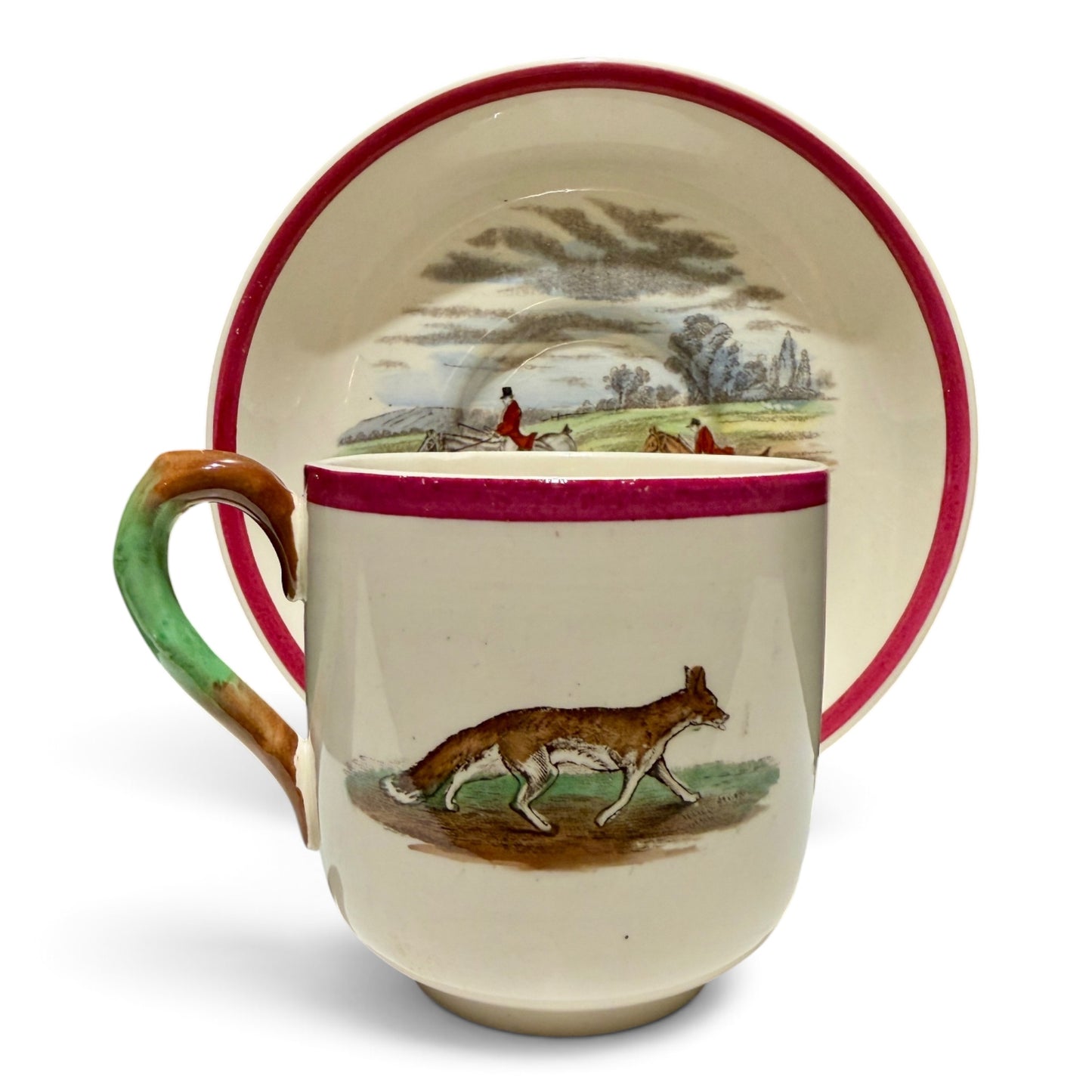 Antique Copeland Spode Herring’s Hunt “The First Over” Fox Hunt Cup & Saucer