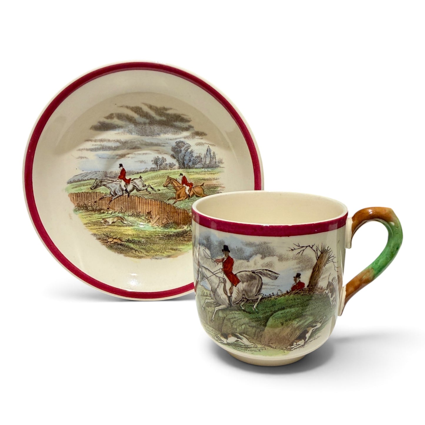 Antique Copeland Spode Herring’s Hunt “The First Over” Fox Hunt Cup & Saucer