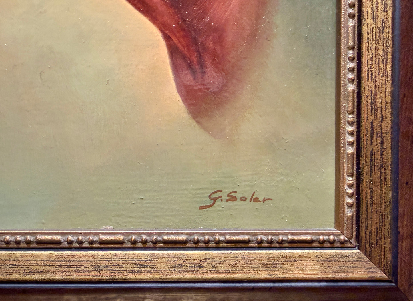Vintage Original Equine Portrait Oil Painting - Signed - in Wood & Gilt Frame