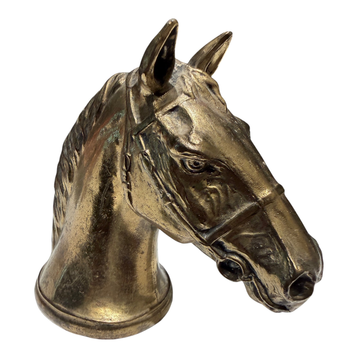Vintage Brass Tone Metal Horse Head Sculptural Bottle Opener