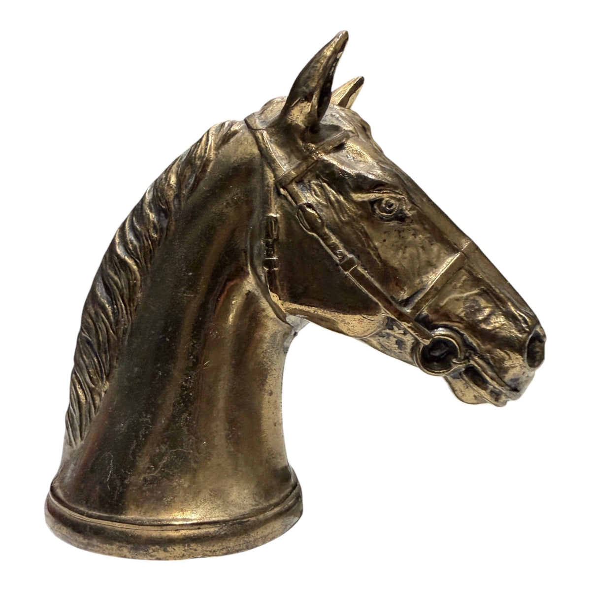 Vintage Brass Tone Metal Horse Head Sculptural Bottle Opener