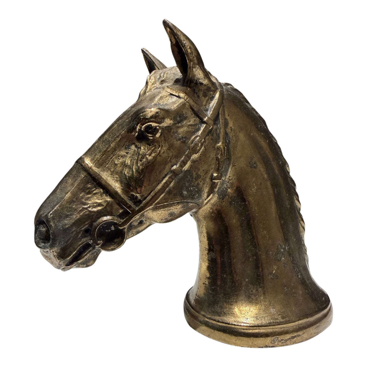 Vintage Brass Tone Metal Horse Head Sculptural Bottle Opener