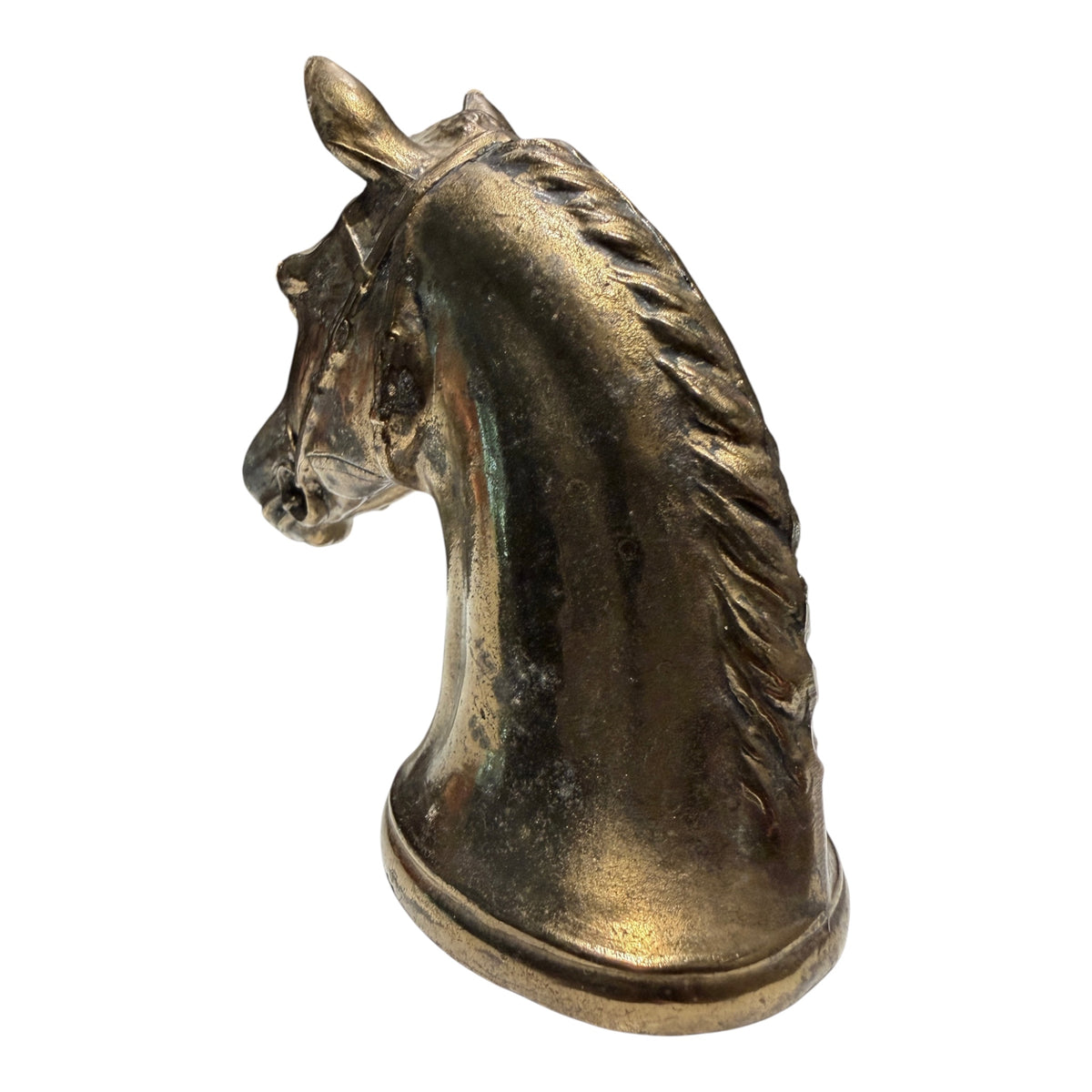 Vintage Brass Tone Metal Horse Head Sculptural Bottle Opener