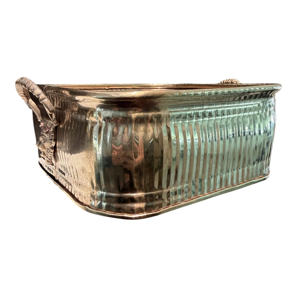 Vintage Brass Jardinière with Ornate Handles