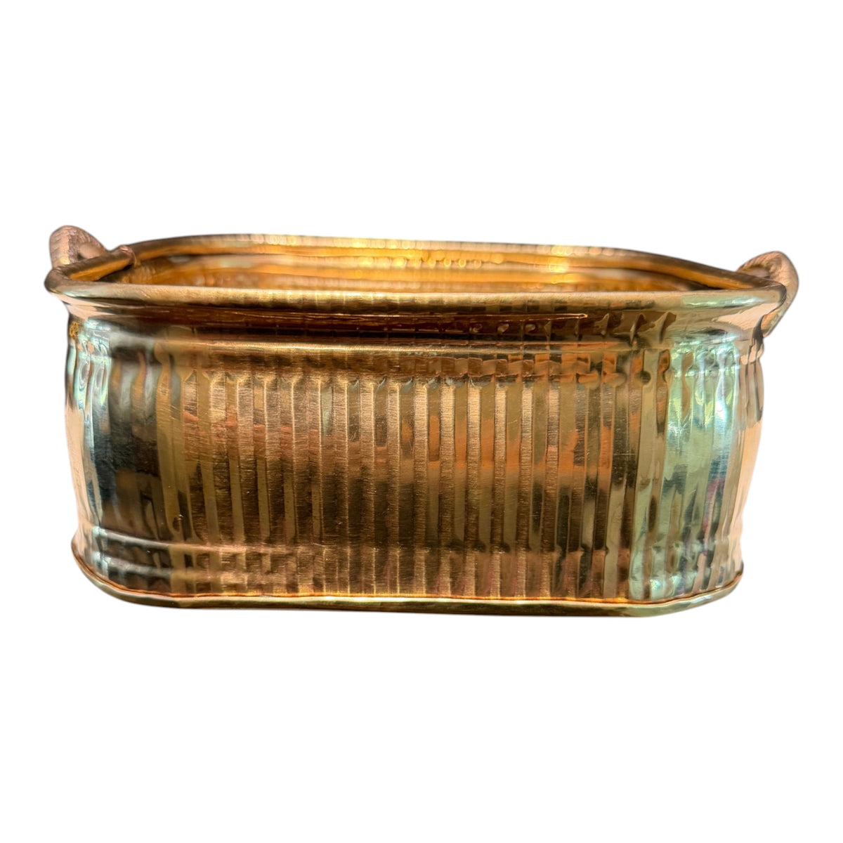 Vintage Brass Jardinière with Ornate Handles