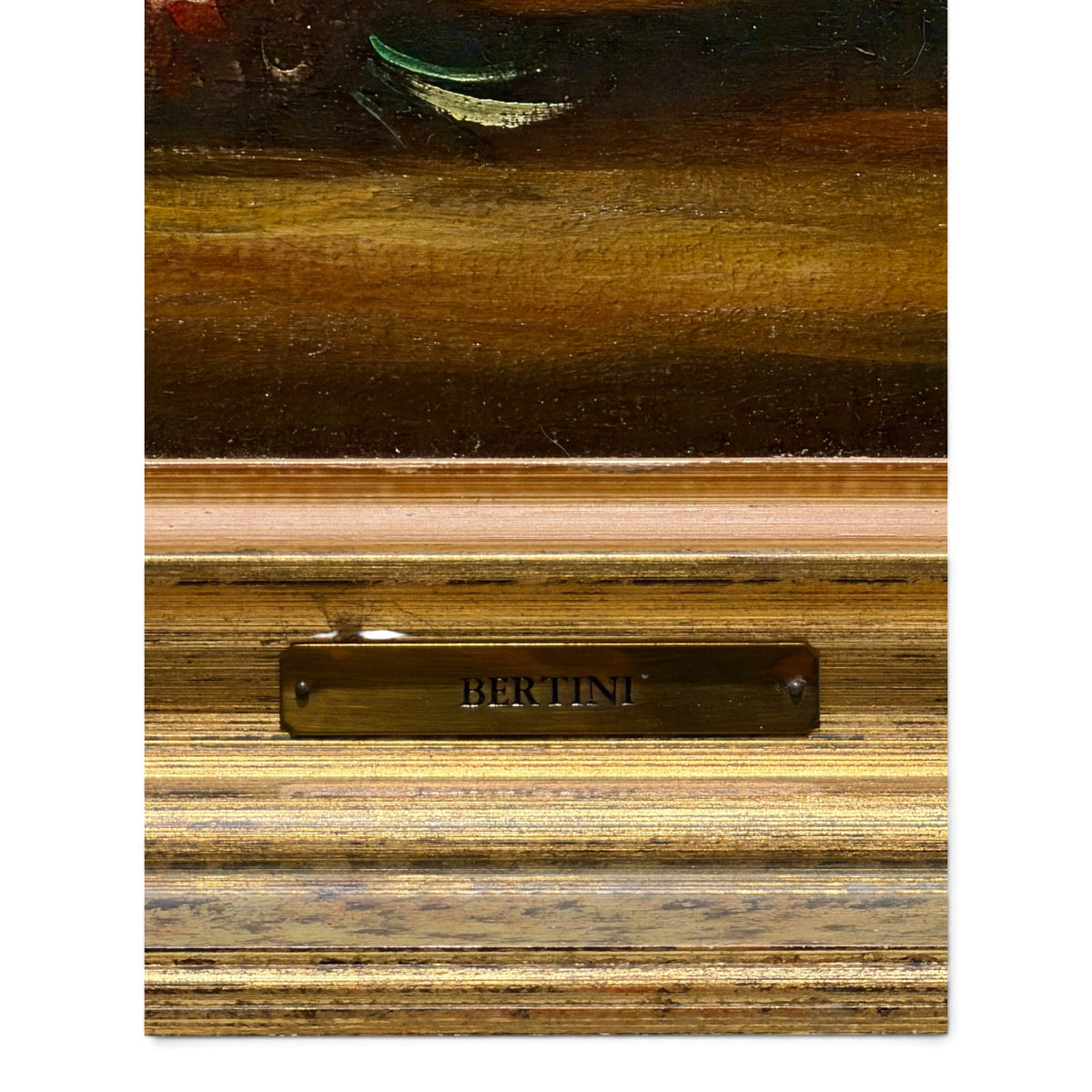 Vintage Signed Bertini Original Floral Still Life Oil Painting in Gilt Frame