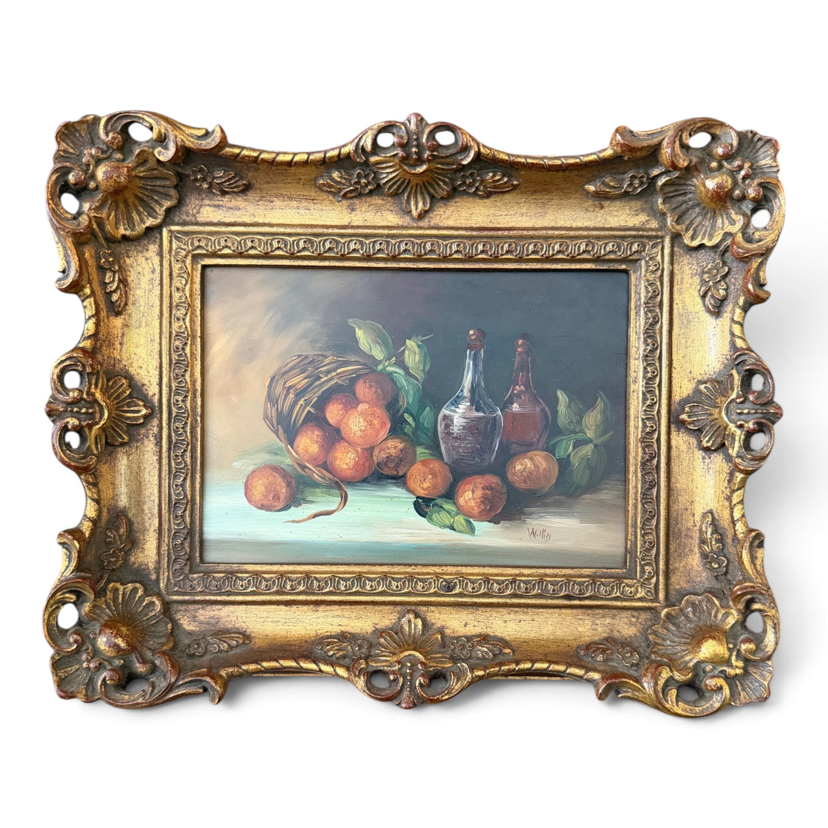 Antique Original Still Life Oil Painting on Board - Framed & Signed