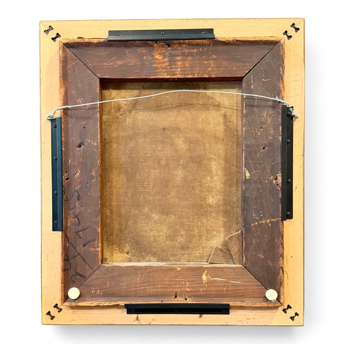 Antique Signed Oil Portrait of a Saint Bernard Dog in Gilt Frame