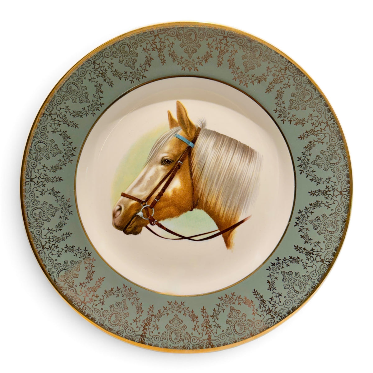 Vintage Crown Ducal English Equestrian Horse Portrait Plates — Set of Four