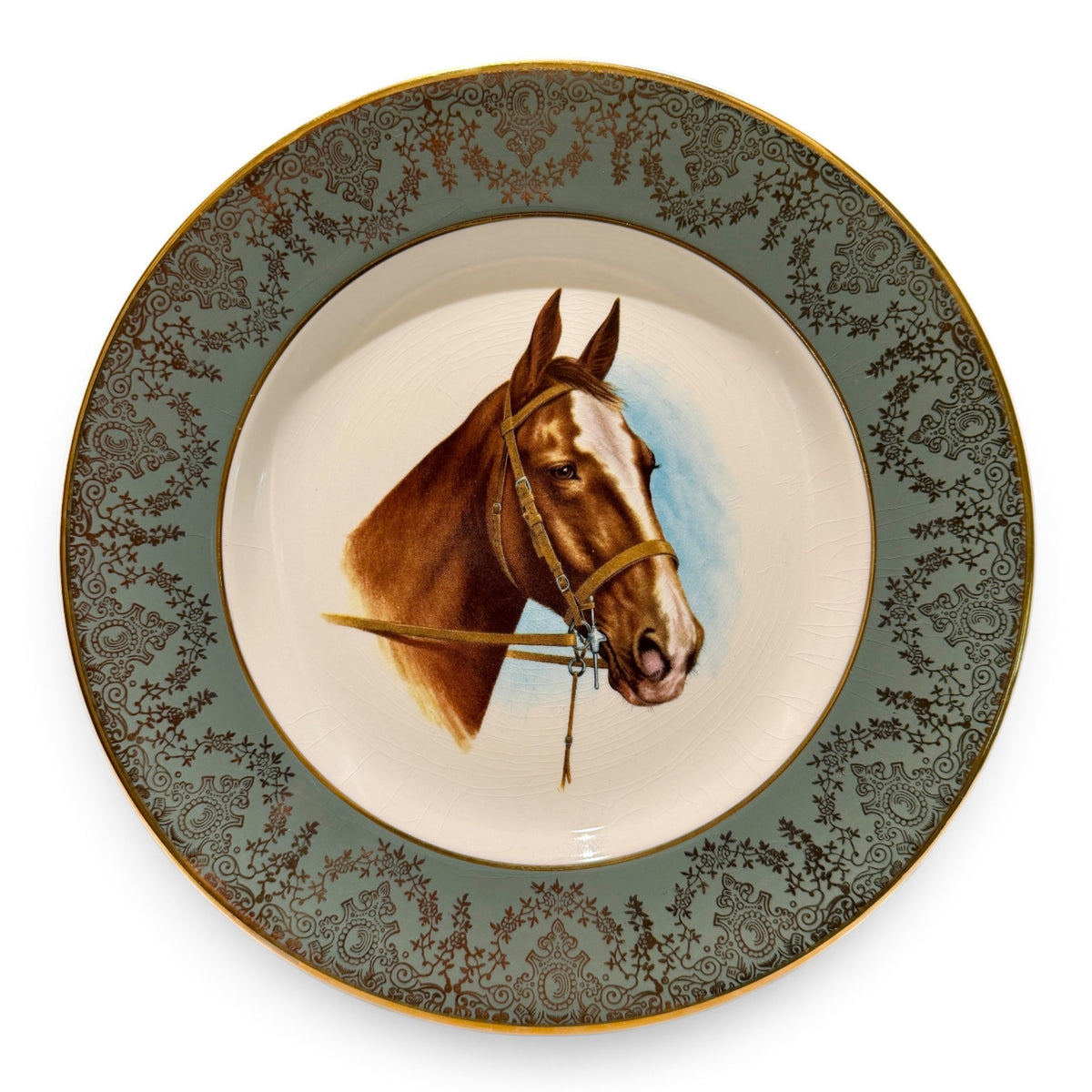 Vintage Crown Ducal English Equestrian Horse Portrait Plates — Set of Four