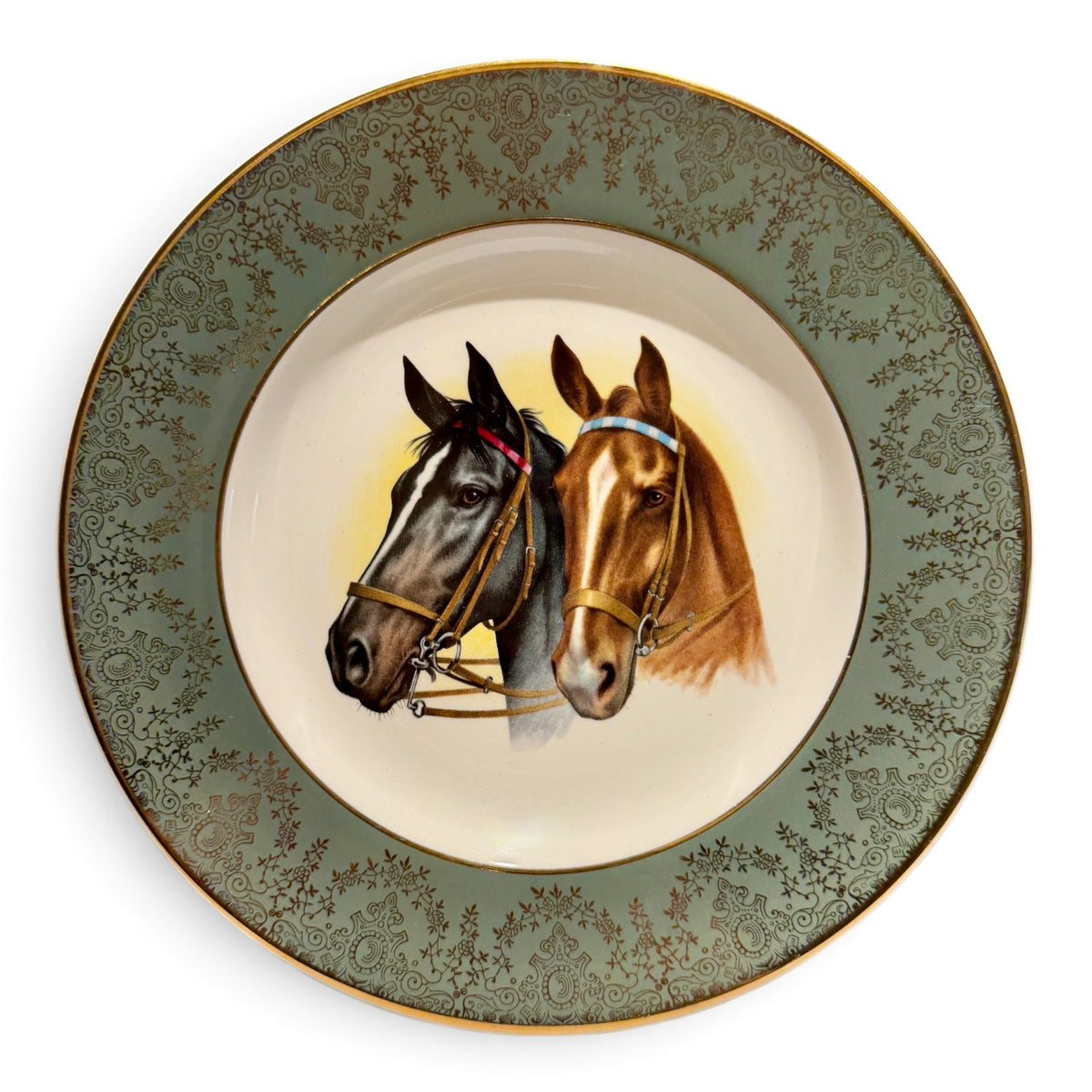 Vintage Crown Ducal English Equestrian Horse Portrait Plates — Set of Four