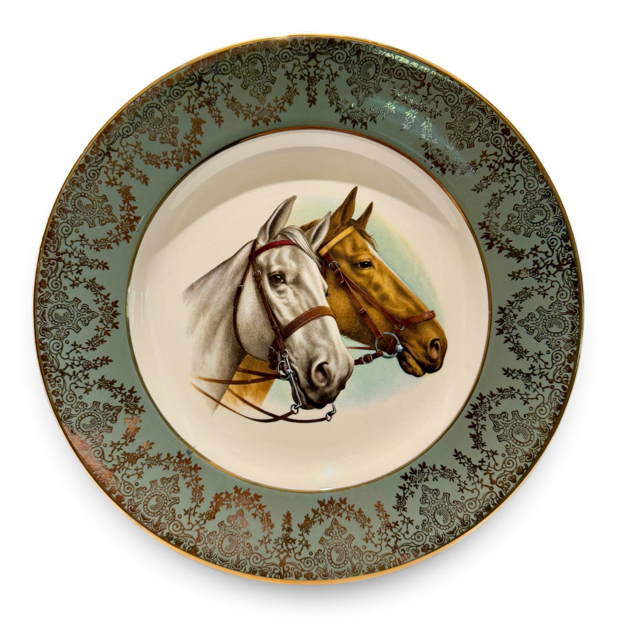 Vintage Crown Ducal English Equestrian Horse Portrait Plates — Set of Four