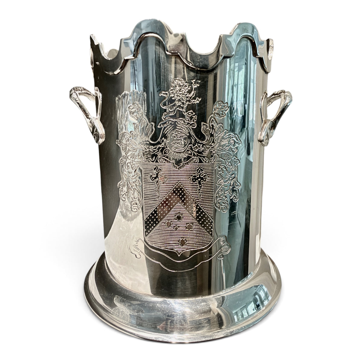 Vintage Silver Armorial Wine Bottle Holder