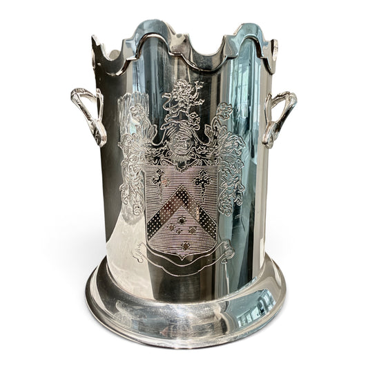Vintage Silver Armorial Wine Bottle Holder