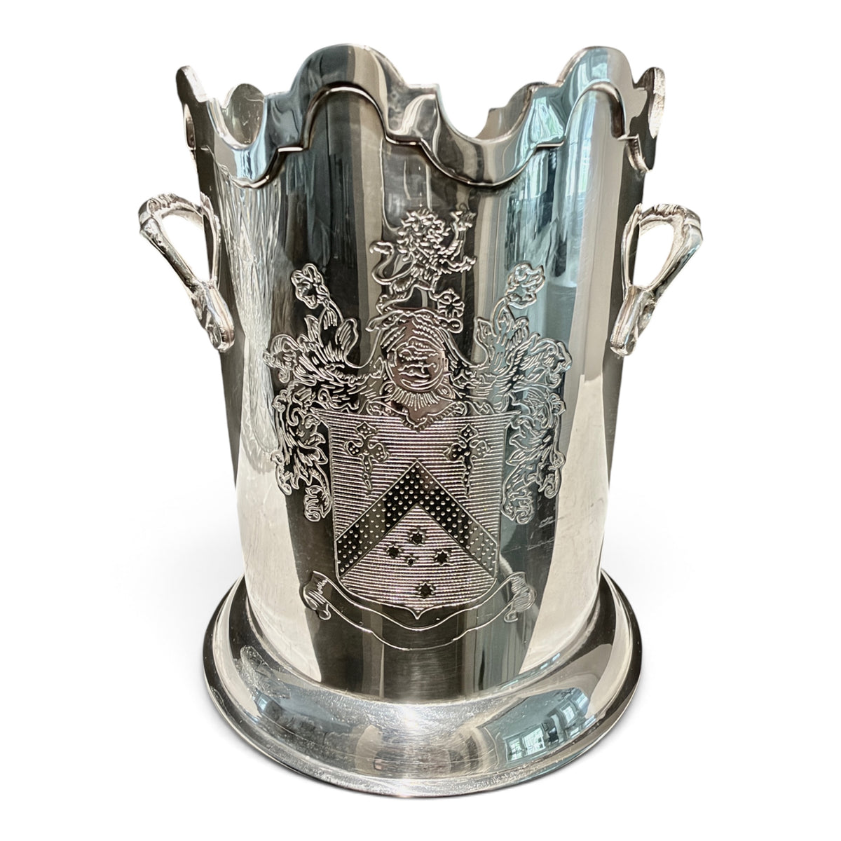 Vintage Silver Armorial Wine Bottle Holder